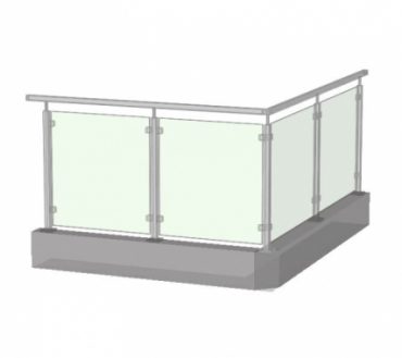 Glasräcke fyrkantsstolpe med toppbeslag, topp